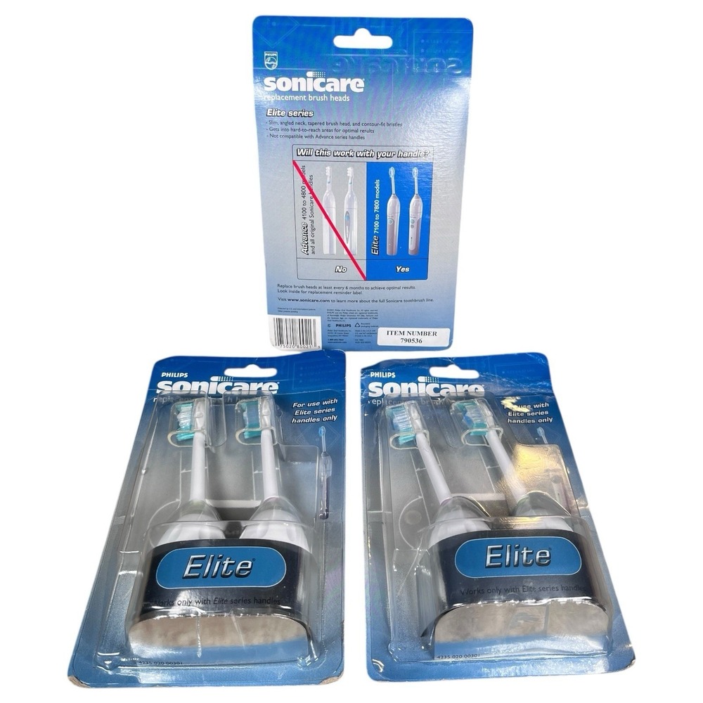 Philips Sonicare HX-7002 Replacement Brush Heads Three x 2-Pack For Elite Handle